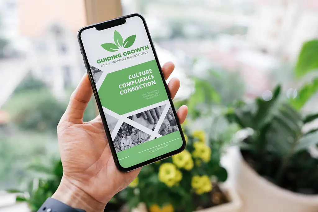 Guiding Growth mobile app screens for assisted living employees
